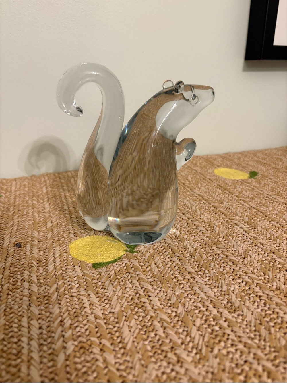 Vintage Heavy Clear Glass Squirrel Figurine Paperweight Sculpture Cottagecore